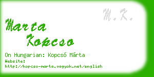marta kopcso business card